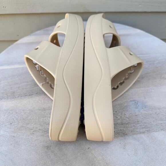 Crocs Baya Platform Womens Double Strap Slides Size 8 Chai Tan Beige Sandals New - Picture 9 of 12